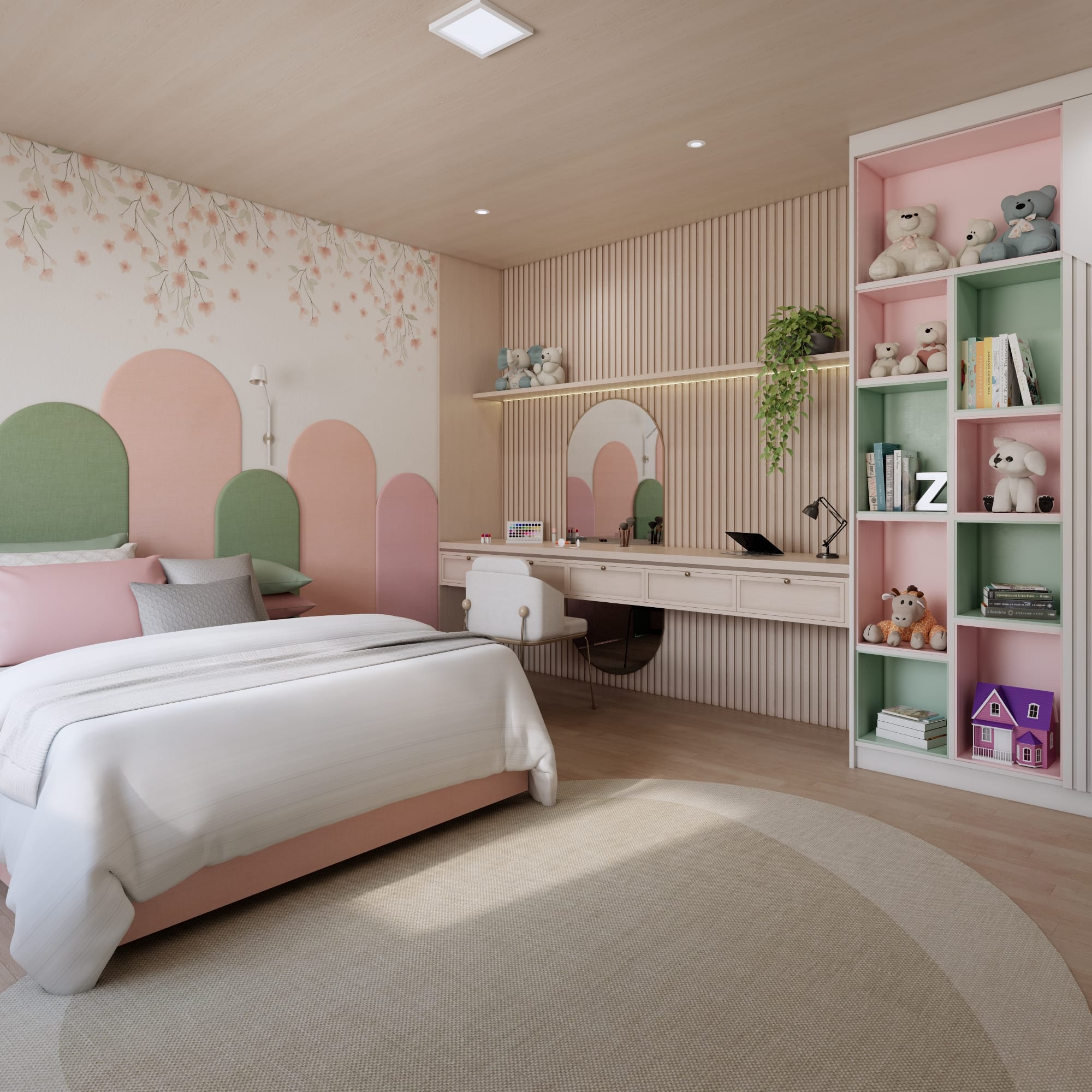 Design de quarto adolescente acolhedor em Sorocaba-SP, destacando interiores personalizados e funcionais para o crescimento pessoal - Studio Poen Arquitetura